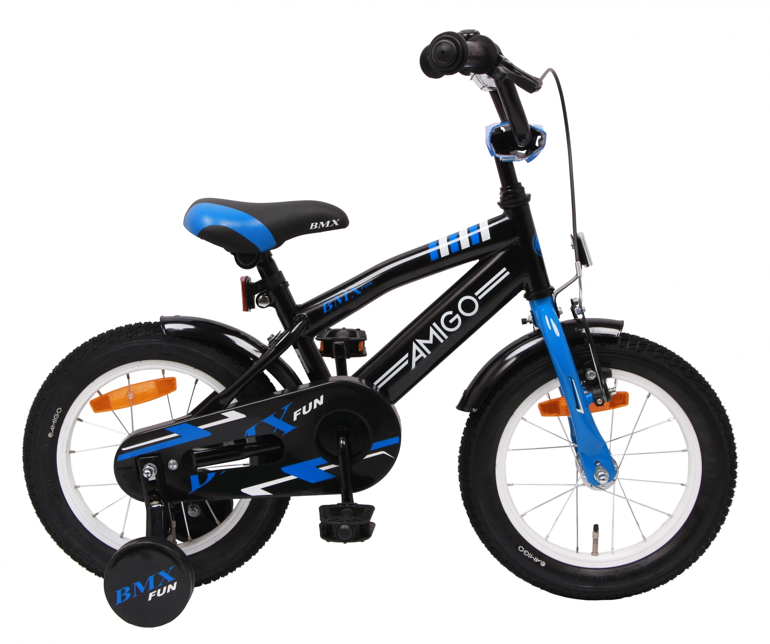 AMIGO BMX Fun 14 Zoll Jungen Rücktrittbremse Schwarz/Blau