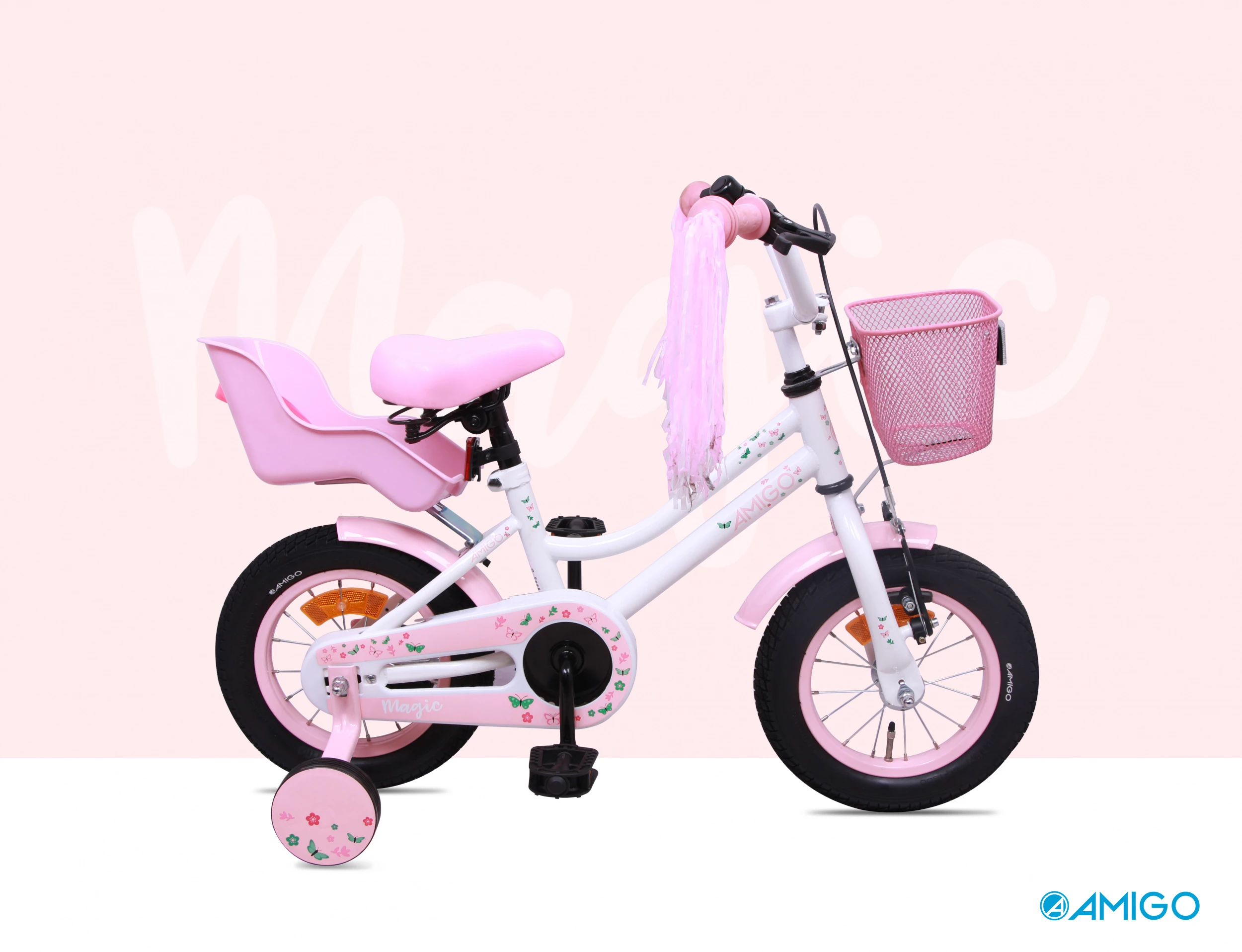 AMIGO Magic 14 Zoll Mädchen Rücktrittbremse Weiß – Bild 7