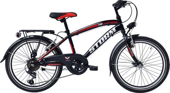 Wings Storm 20 Zoll Jungen 6G Felgenbremse Schwarz